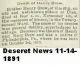 Deseret News 1891-11-14 Henry Grow Jr.